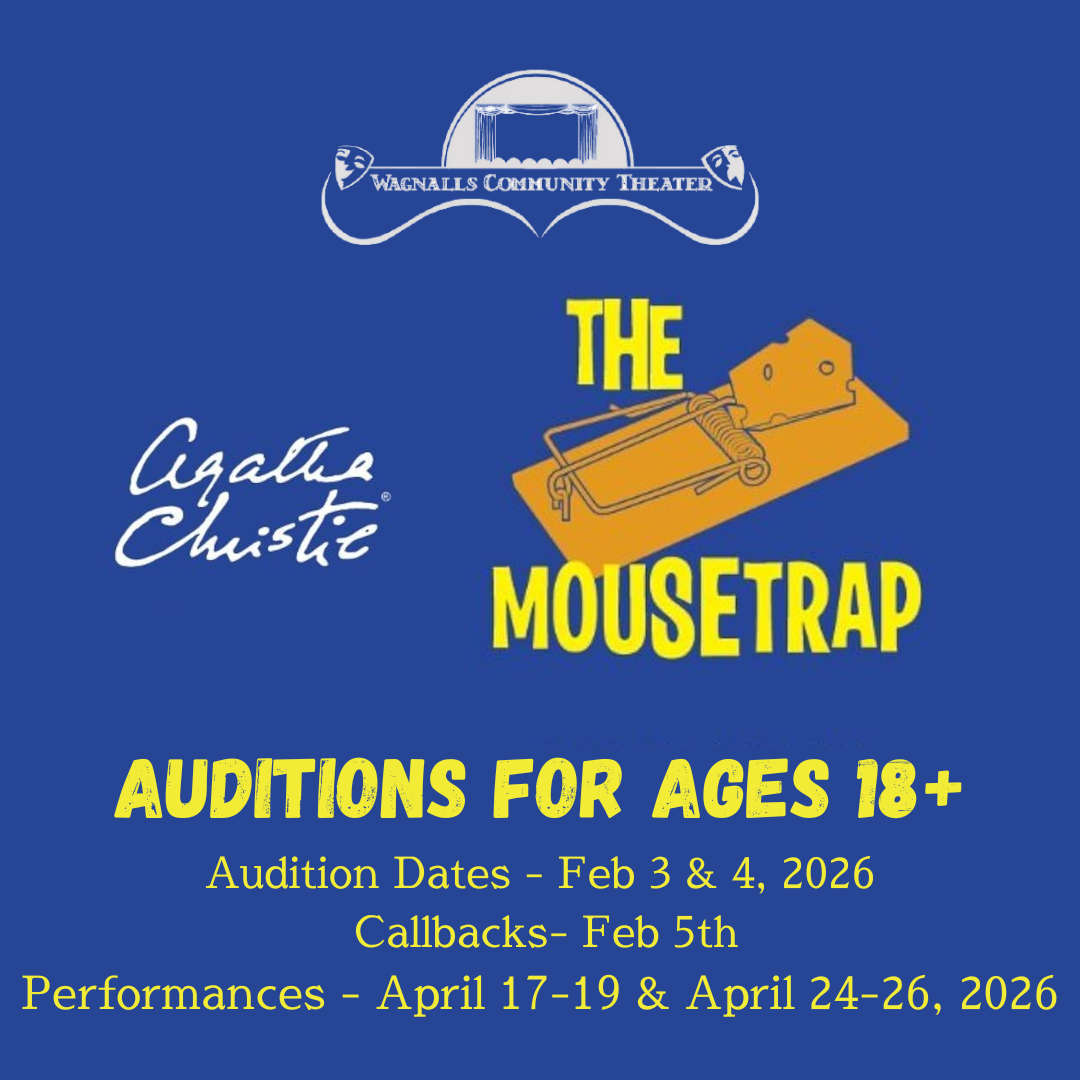 Audition announcement for The Mousetrap by Agatha Cristie